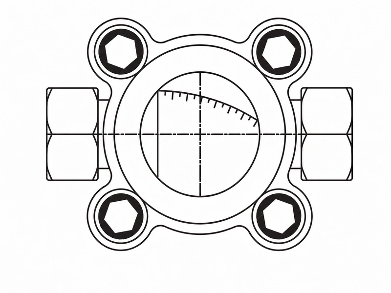 Female-threaded impeller flow indicator front view.