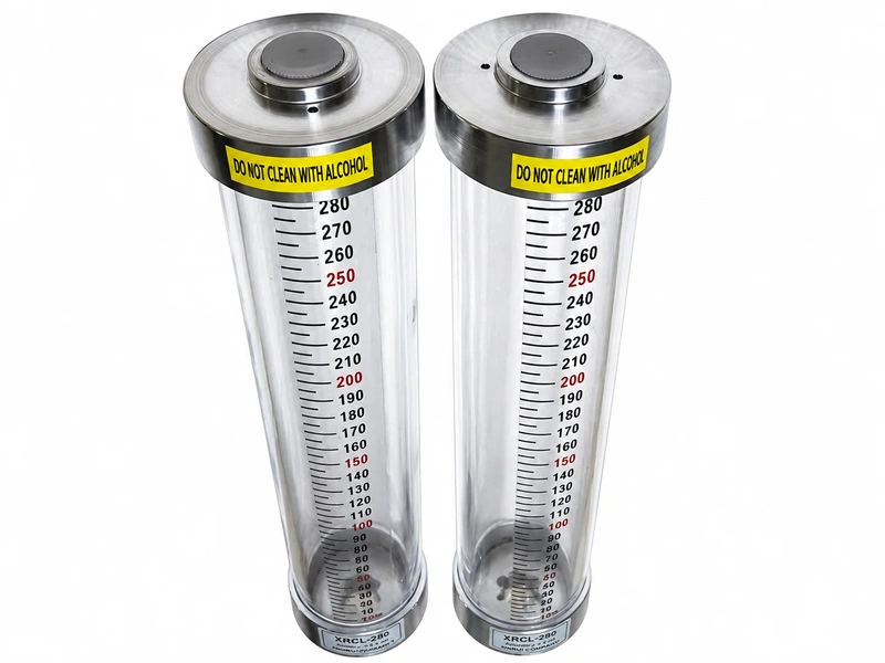 Two tubular oil level gauges.