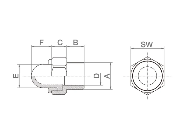 A diagram of dome sight glass on a white background