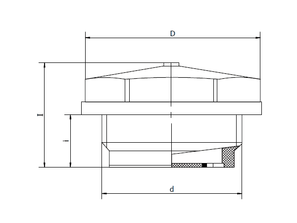 A diagram of oil sight glass with plastic window on the white background.