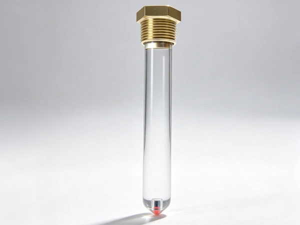 The prism gauge with a nut is positioned upright on the table.