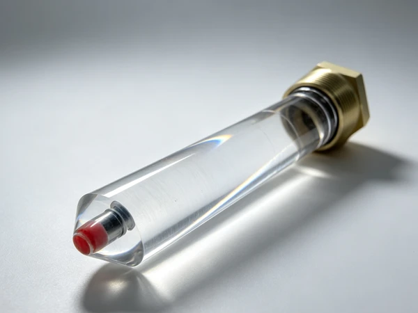 The prism gauge with a nut is lying flat on the table.