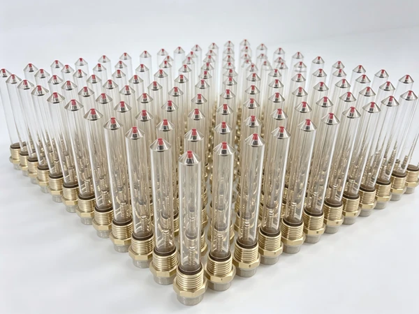 Many prism gauges on the white background.